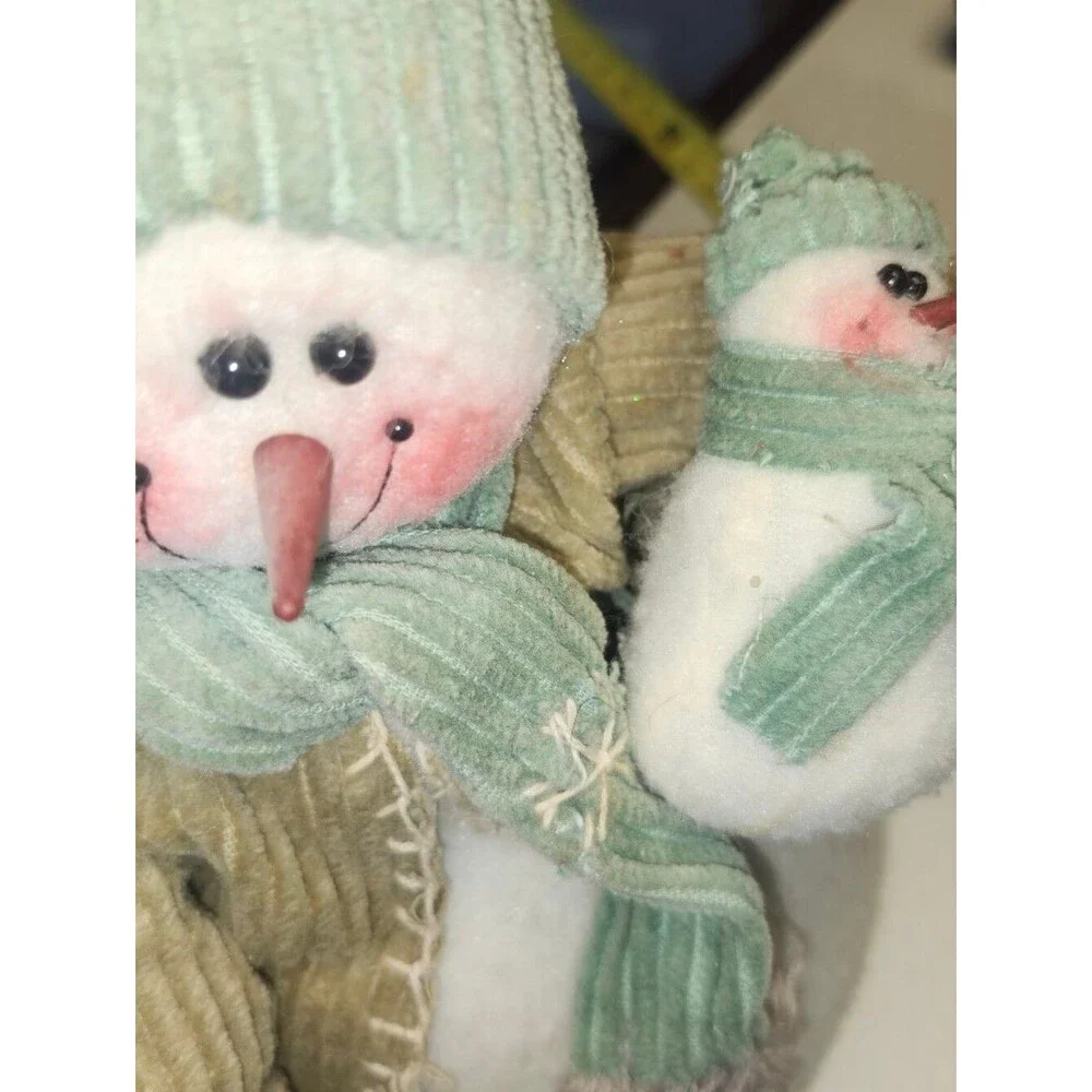 Freestanding Fabric Snowman With Baby, 12